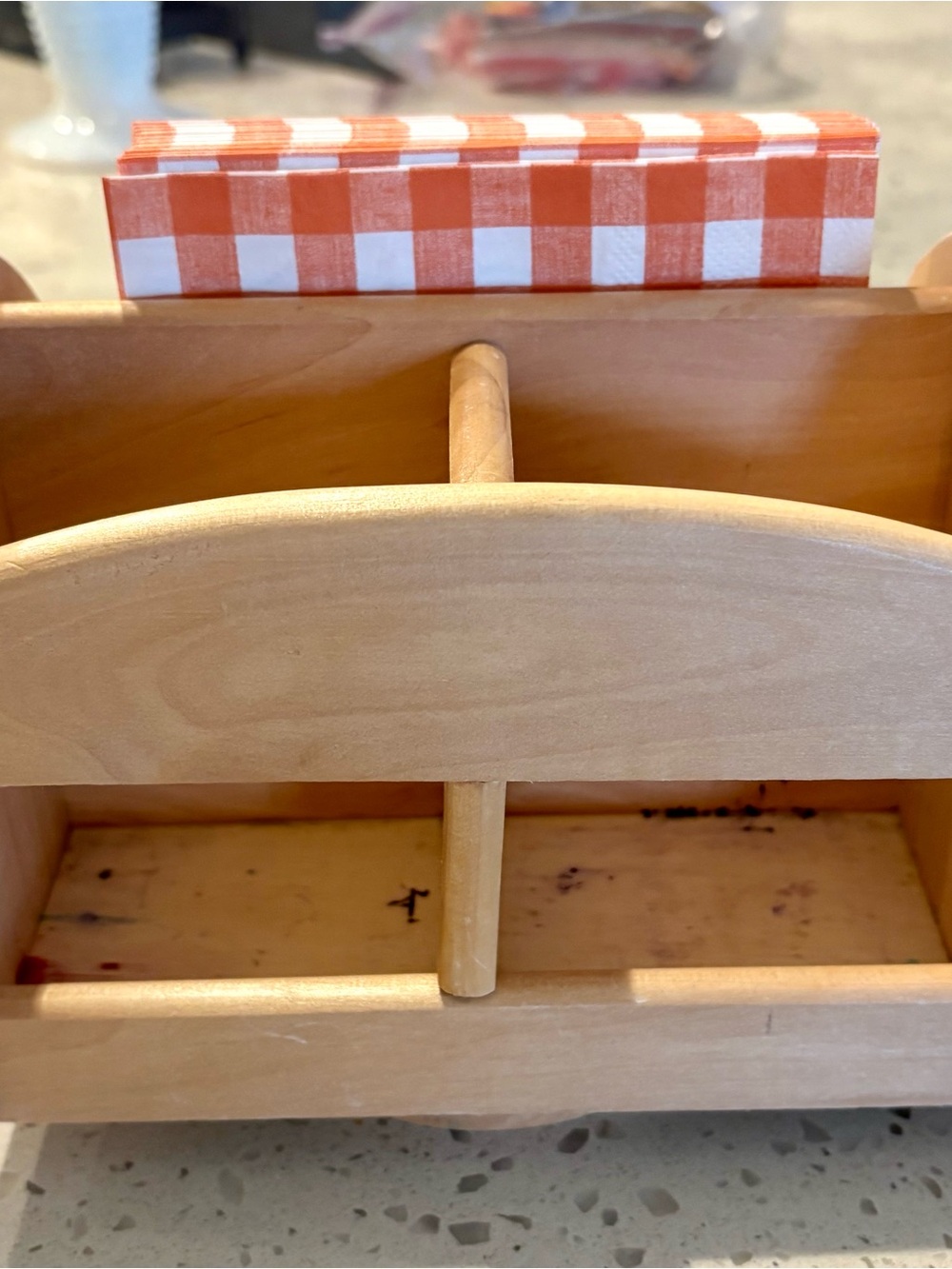 Wooden Lazy Susan Napkin and Flatware Caddy - Natural Finish - Picture 5 of 5